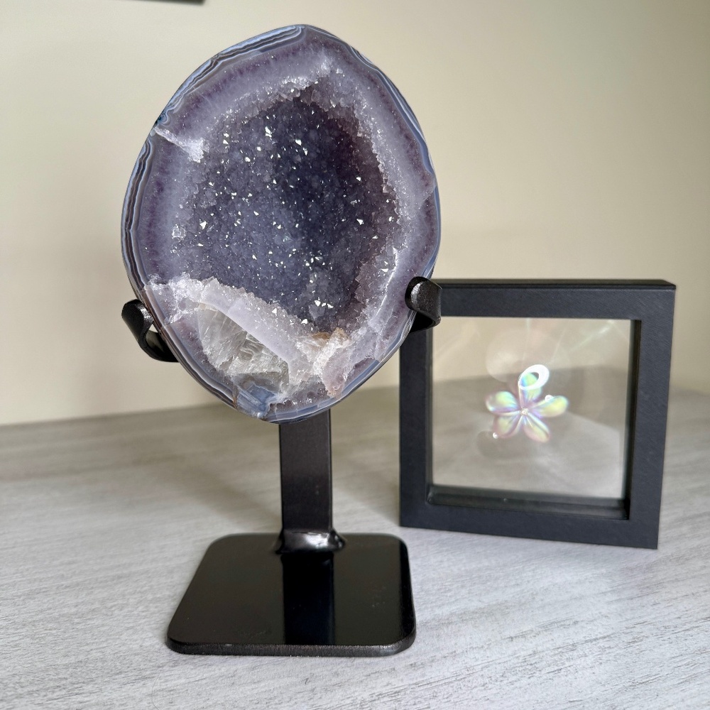 Agate Crystal Geode on custom stand